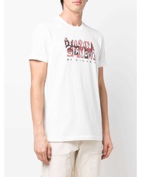 weißes und rotes bedrucktes T-Shirt mit einem Rundhalsausschnitt von Diesel