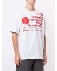 weißes und rotes bedrucktes T-Shirt mit einem Rundhalsausschnitt von Kolor