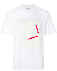 weißes und rotes bedrucktes T-Shirt mit einem Rundhalsausschnitt von Maison Margiela