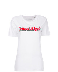 weißes und rotes bedrucktes T-Shirt mit einem Rundhalsausschnitt von Manokhi