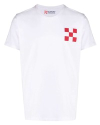weißes und rotes bedrucktes T-Shirt mit einem Rundhalsausschnitt von MC2 Saint Barth