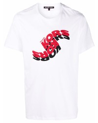 weißes und rotes bedrucktes T-Shirt mit einem Rundhalsausschnitt von Michael Kors