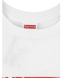 weißes und rotes bedrucktes T-Shirt mit einem Rundhalsausschnitt von Supreme