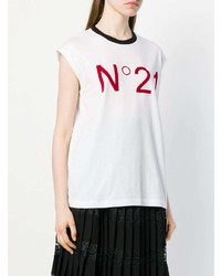 weißes und rotes bedrucktes T-Shirt mit einem Rundhalsausschnitt von N°21