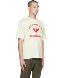 weißes und rotes bedrucktes T-Shirt mit einem Rundhalsausschnitt von Undercover