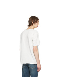 weißes und rotes bedrucktes T-Shirt mit einem Rundhalsausschnitt von Saint Laurent