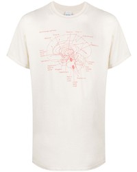 weißes und rotes bedrucktes T-Shirt mit einem Rundhalsausschnitt von Paura
