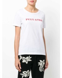 weißes und rotes bedrucktes T-Shirt mit einem Rundhalsausschnitt von Chinti & Parker