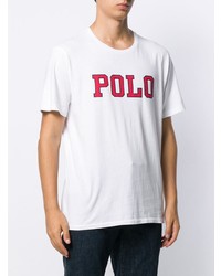 weißes und rotes bedrucktes T-Shirt mit einem Rundhalsausschnitt von Polo Ralph Lauren