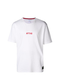weißes und rotes bedrucktes T-Shirt mit einem Rundhalsausschnitt von Puma