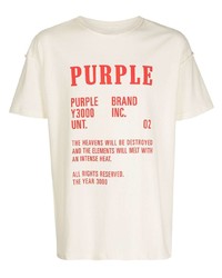 weißes und rotes bedrucktes T-Shirt mit einem Rundhalsausschnitt von purple brand