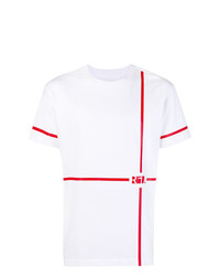weißes und rotes bedrucktes T-Shirt mit einem Rundhalsausschnitt von RtA
