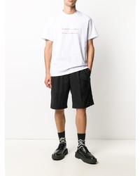 weißes und rotes bedrucktes T-Shirt mit einem Rundhalsausschnitt von MSGM