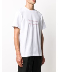 weißes und rotes bedrucktes T-Shirt mit einem Rundhalsausschnitt von MSGM