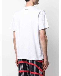 weißes und rotes bedrucktes T-Shirt mit einem Rundhalsausschnitt von Sacai