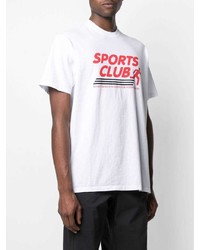 weißes und rotes bedrucktes T-Shirt mit einem Rundhalsausschnitt von Sporty & Rich