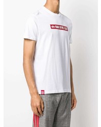 weißes und rotes bedrucktes T-Shirt mit einem Rundhalsausschnitt von Alpha Industries