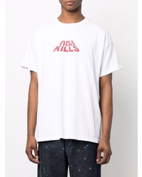 weißes und rotes bedrucktes T-Shirt mit einem Rundhalsausschnitt von GALLERY DEPT.