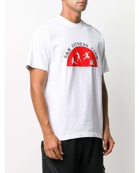 weißes und rotes bedrucktes T-Shirt mit einem Rundhalsausschnitt von Sporty & Rich