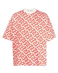 weißes und rotes bedrucktes T-Shirt mit einem Rundhalsausschnitt von Sunnei