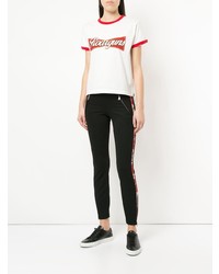 weißes und rotes bedrucktes T-Shirt mit einem Rundhalsausschnitt von Roarguns