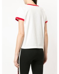weißes und rotes bedrucktes T-Shirt mit einem Rundhalsausschnitt von Roarguns