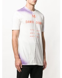 weißes und rotes bedrucktes T-Shirt mit einem Rundhalsausschnitt von Damir Doma