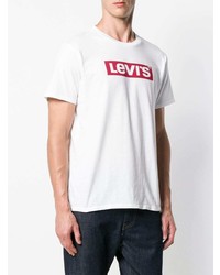 weißes und rotes bedrucktes T-Shirt mit einem Rundhalsausschnitt von Levi's