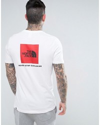weißes und rotes bedrucktes T-Shirt mit einem Rundhalsausschnitt von The North Face