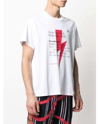 weißes und rotes bedrucktes T-Shirt mit einem Rundhalsausschnitt von Neil Barrett