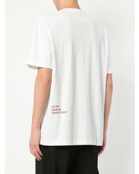 weißes und rotes bedrucktes T-Shirt mit einem Rundhalsausschnitt von Off Duty