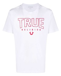 weißes und rotes bedrucktes T-Shirt mit einem Rundhalsausschnitt von True Religion