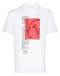 weißes und rotes bedrucktes T-Shirt mit einem Rundhalsausschnitt von True Religion
