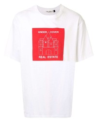 weißes und rotes bedrucktes T-Shirt mit einem Rundhalsausschnitt von Undercover