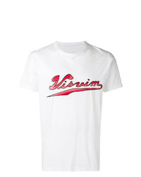weißes und rotes bedrucktes T-Shirt mit einem Rundhalsausschnitt von VISVIM