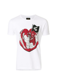 weißes und rotes bedrucktes T-Shirt mit einem Rundhalsausschnitt von Vivienne Westwood Anglomania