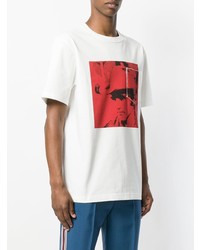 weißes und rotes bedrucktes T-Shirt mit einem Rundhalsausschnitt von Calvin Klein 205W39nyc