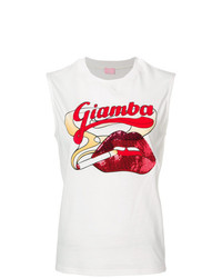 weißes und rotes bedrucktes Trägershirt von Giamba