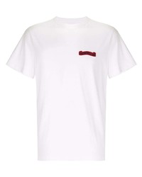 weißes und rotes besticktes T-Shirt mit einem Rundhalsausschnitt von Kent & Curwen