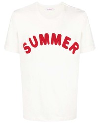 weißes und rotes besticktes T-Shirt mit einem Rundhalsausschnitt von Orlebar Brown