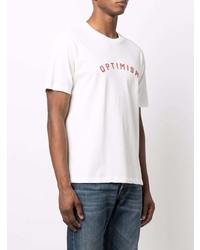 weißes und rotes besticktes T-Shirt mit einem Rundhalsausschnitt von Eleventy