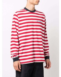 weißes und rotes horizontal gestreiftes Langarmshirt von Sunnei