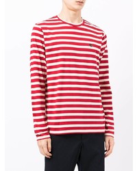 weißes und rotes horizontal gestreiftes Langarmshirt von YMC