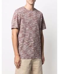 weißes und rotes horizontal gestreiftes T-Shirt mit einem Rundhalsausschnitt von Missoni