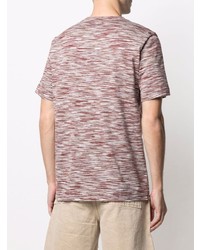 weißes und rotes horizontal gestreiftes T-Shirt mit einem Rundhalsausschnitt von Missoni