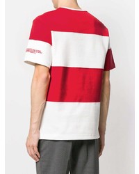 weißes und rotes horizontal gestreiftes T-Shirt mit einem Rundhalsausschnitt von Calvin Klein 205W39nyc