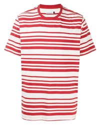 weißes und rotes horizontal gestreiftes T-Shirt mit einem Rundhalsausschnitt von Camper