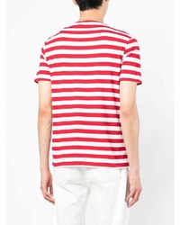 weißes und rotes horizontal gestreiftes T-Shirt mit einem Rundhalsausschnitt von Polo Ralph Lauren