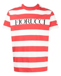 weißes und rotes horizontal gestreiftes T-Shirt mit einem Rundhalsausschnitt von Fiorucci