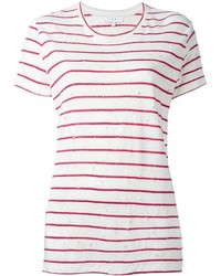 weißes und rotes horizontal gestreiftes T-Shirt mit einem Rundhalsausschnitt von IRO